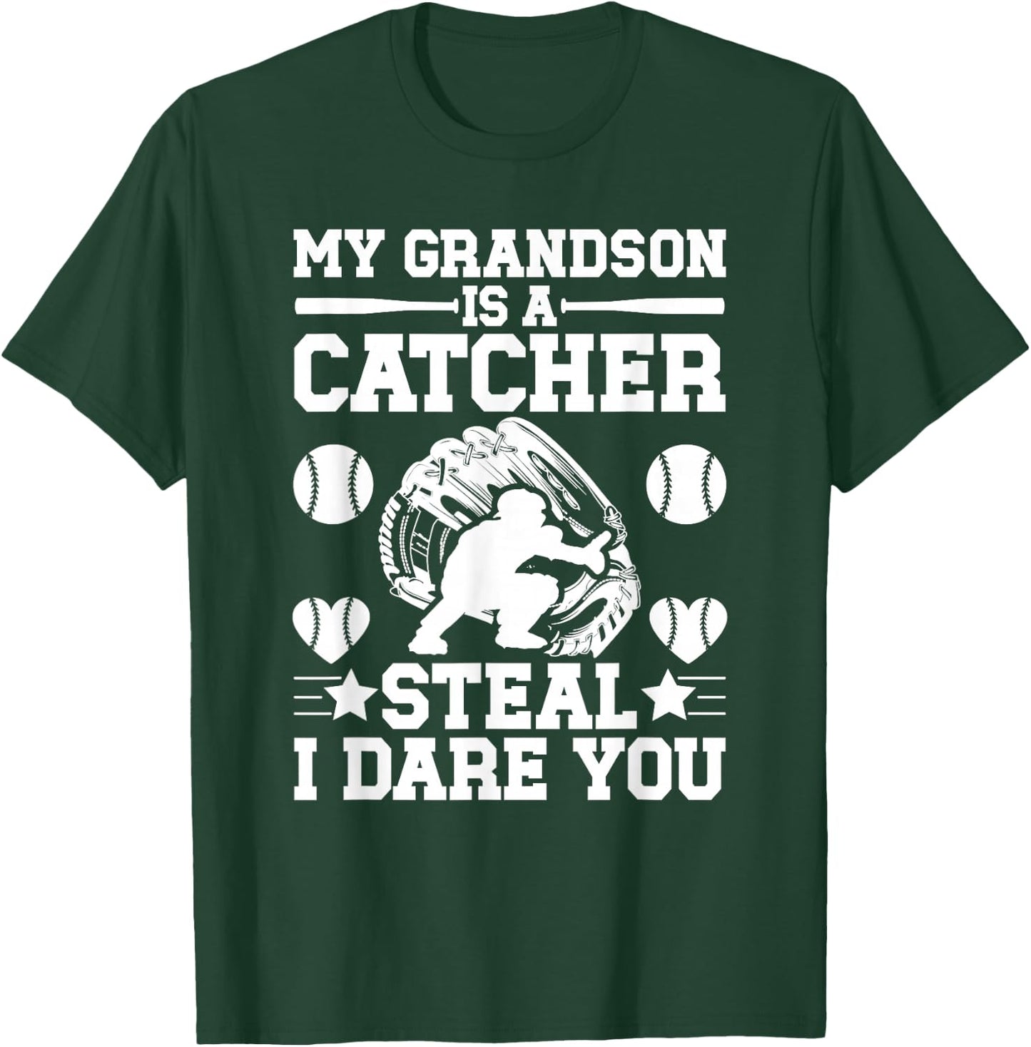 Grandson Is A Baseball Catcher Grandma Of A Baseball Catcher T-Shirt - T-Shirt | Forest