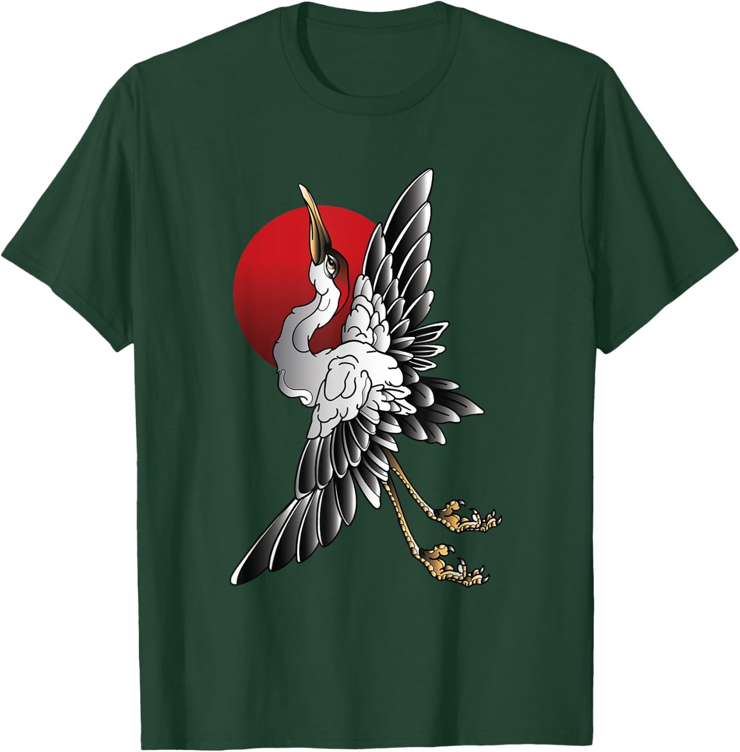 white Sandhill Crane Bird Japanese style art T-Shirt - T-Shirt | Forest