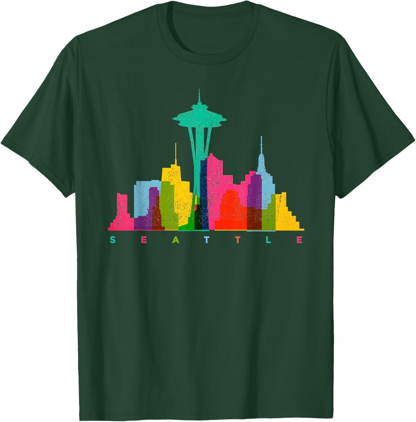 Seattle Skyline Colorful Washington T-Shirt - T-Shirt | Forest