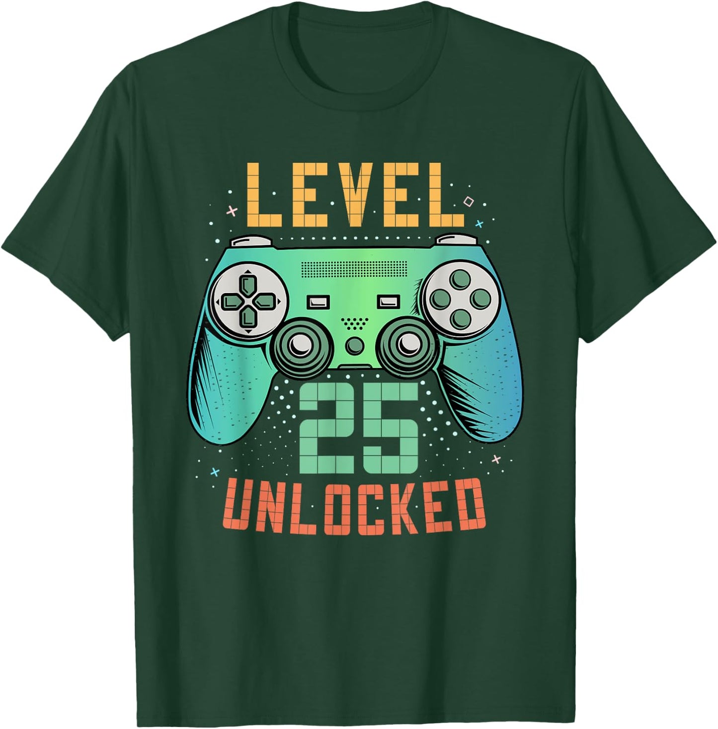 Level 25 Unlocked 25th Birthday Gamer Gifts 25 Year Old Male T-Shirt - T-Shirt | Forest