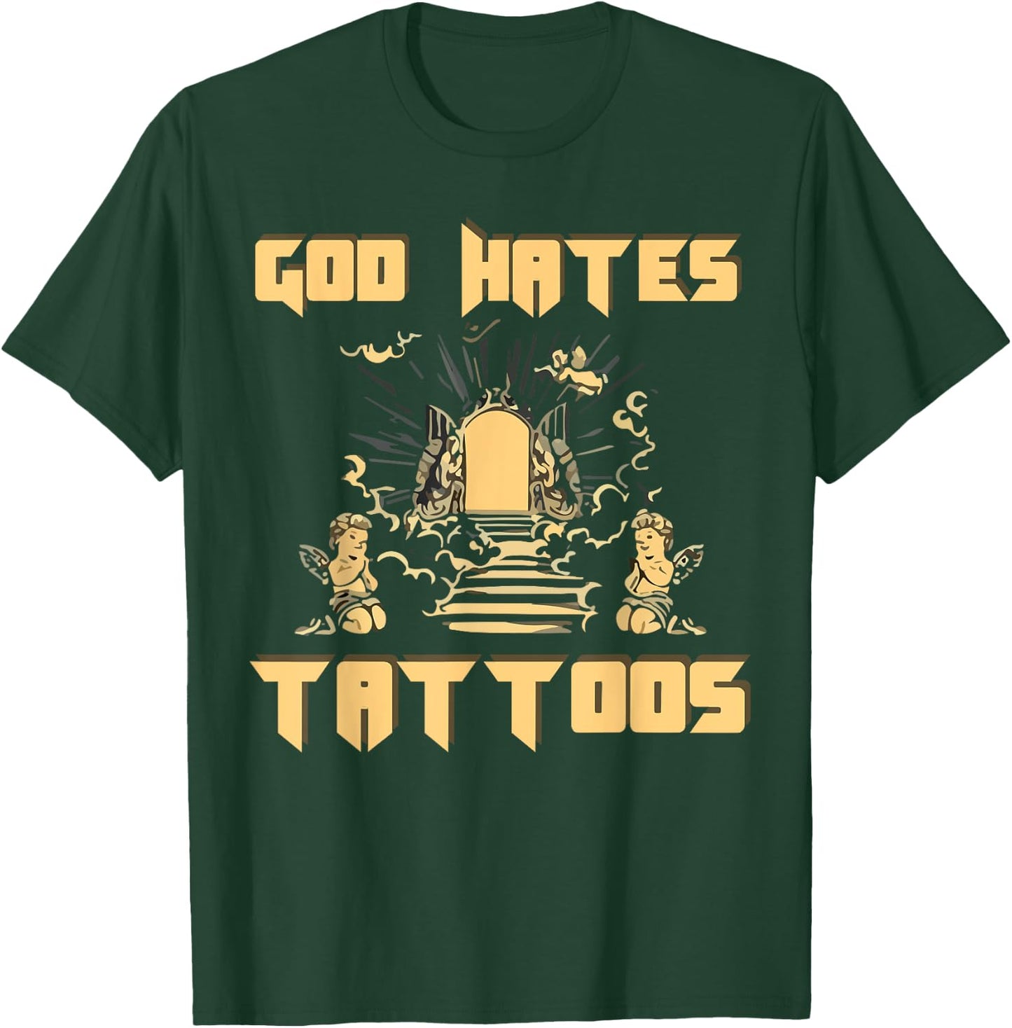 God Hates Tattoos Christian Bible Jesus Anti Tattoo Religion T-Shirt - T-Shirt | Forest