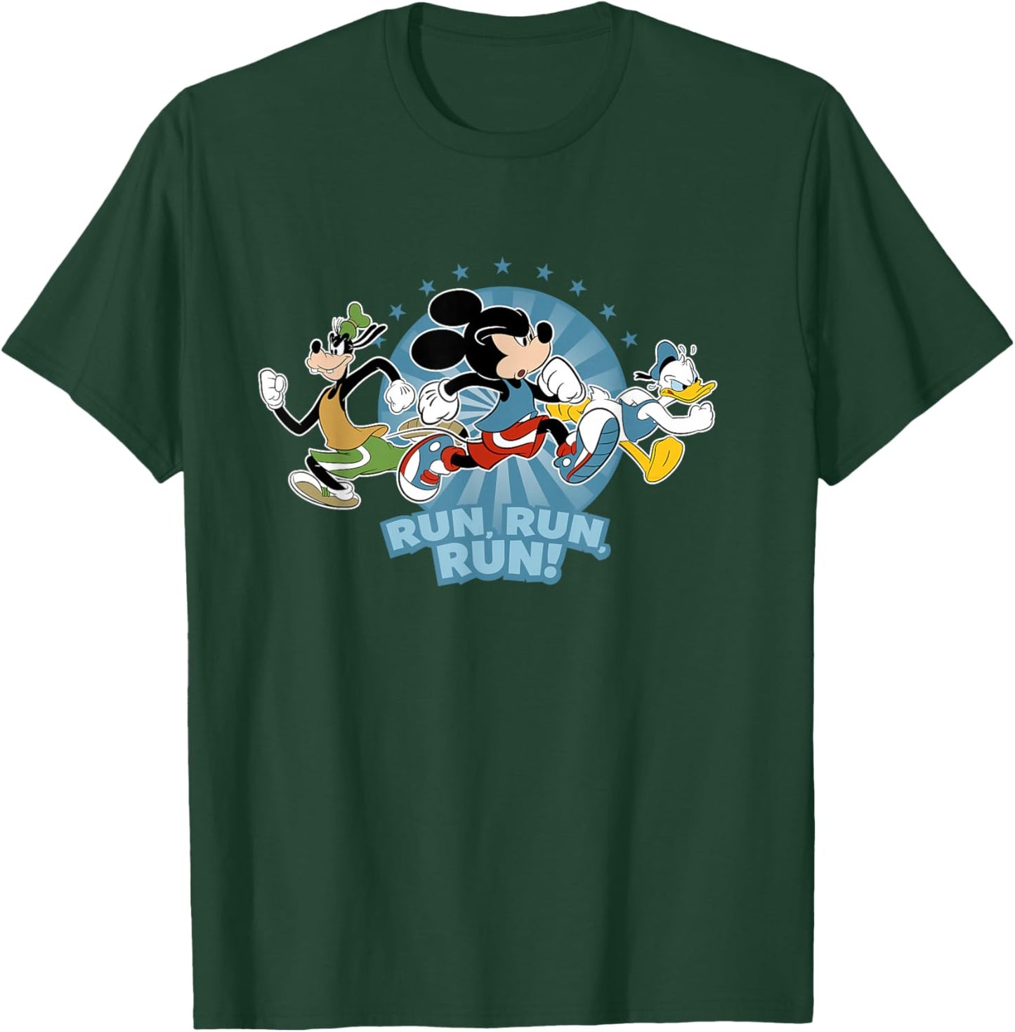 Disney Mickey Goofy and Donald Run Run Run! Marathon Running T-Shirt - T-Shirt | Forest
