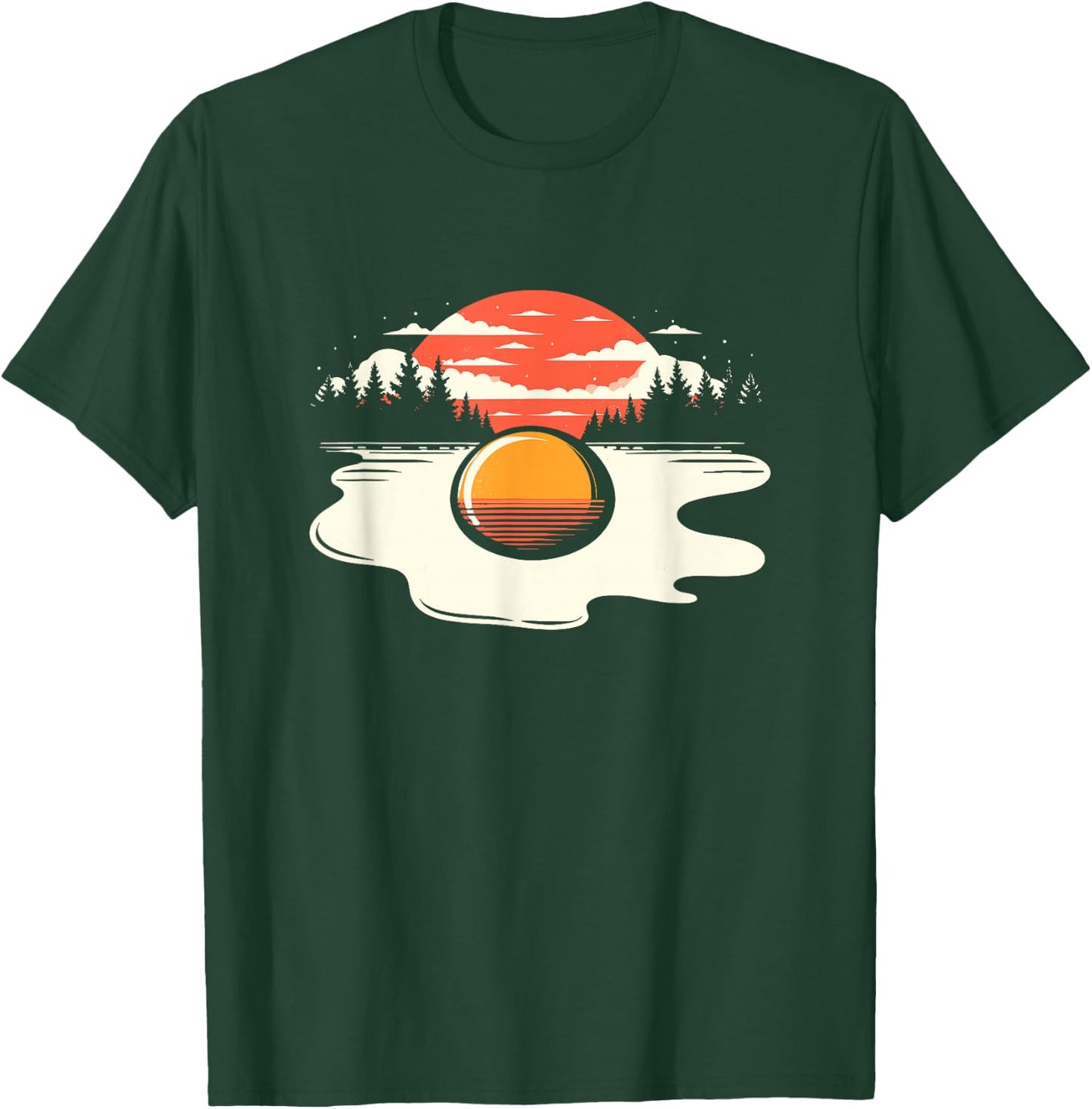 Sunny Side Up Egg Sunset - Retro Nature Lake Sundown Lover T-Shirt - T-Shirt | Forest