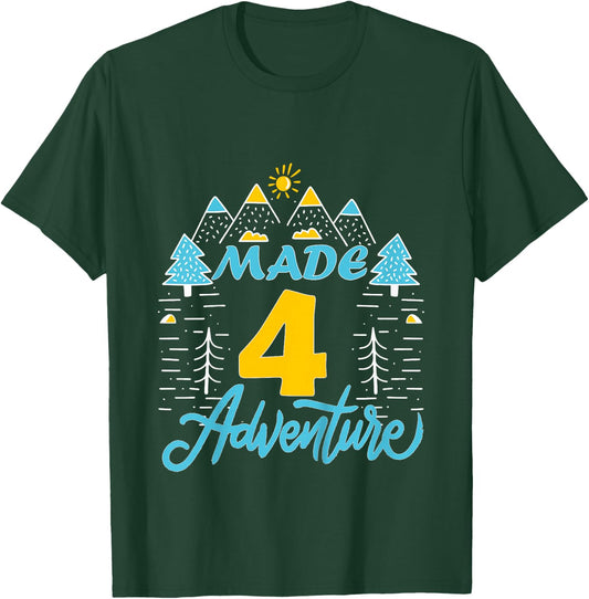Made four adventure 4th Birthday camping themed Party T-Shirt - T-Shirt | Forest