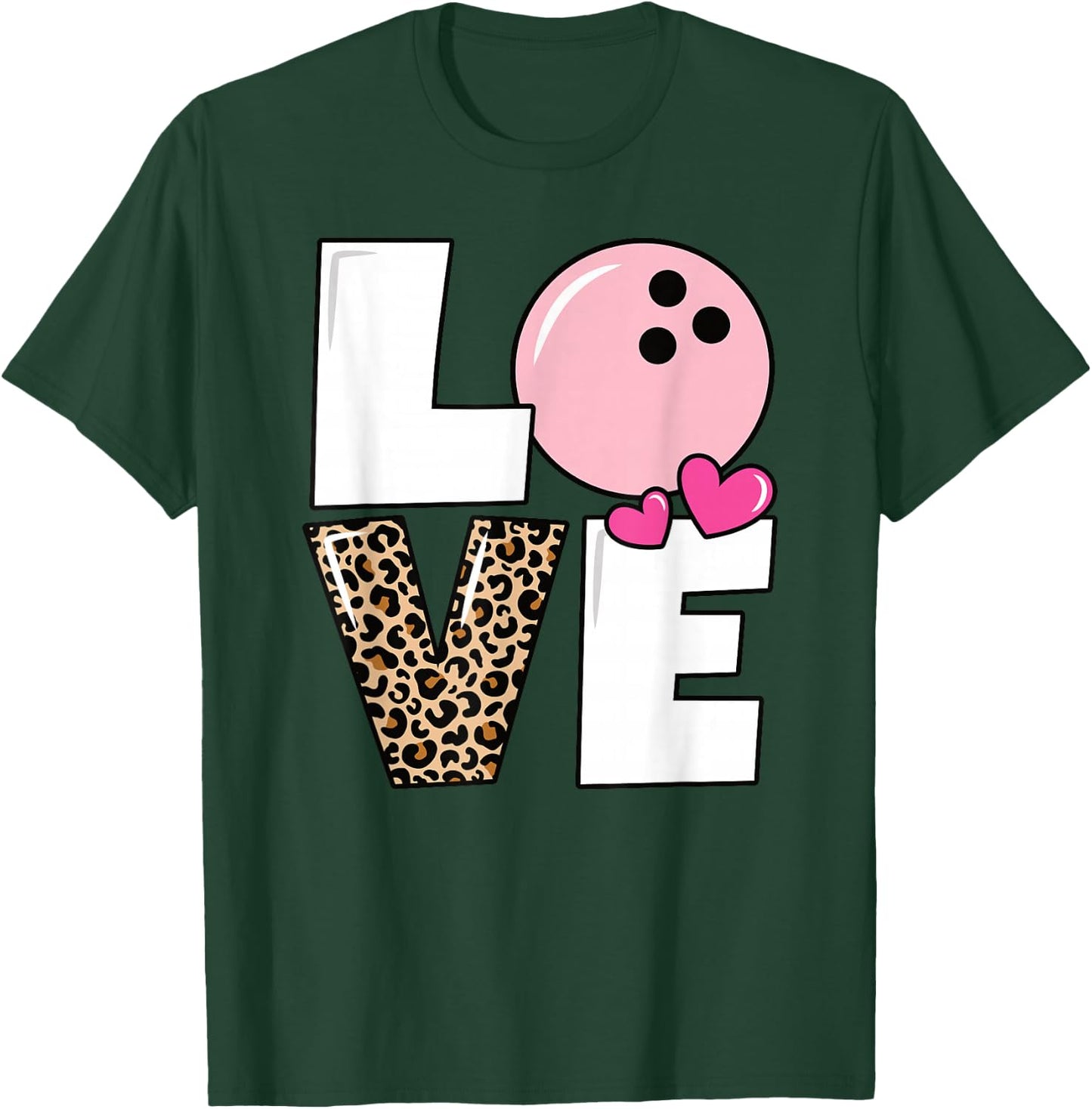 Cute Love Bowling Bowler Women Girls Bowling T-Shirt - T-Shirt | Forest