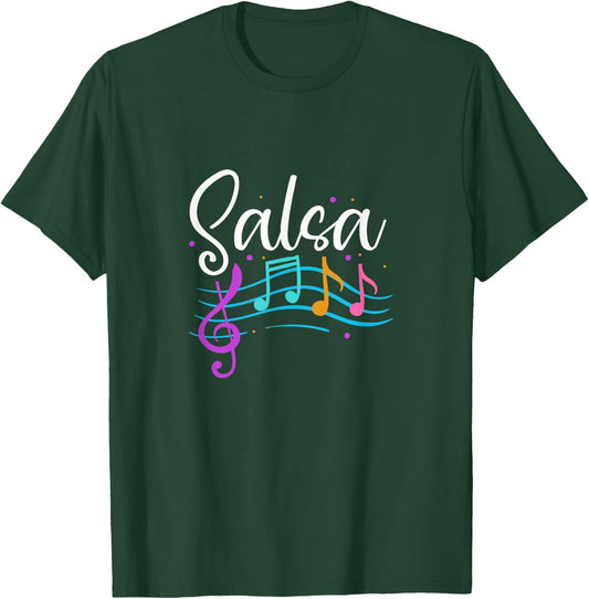Salsa Musical Notes Latin Music Dance T-Shirt - T-Shirt | Forest