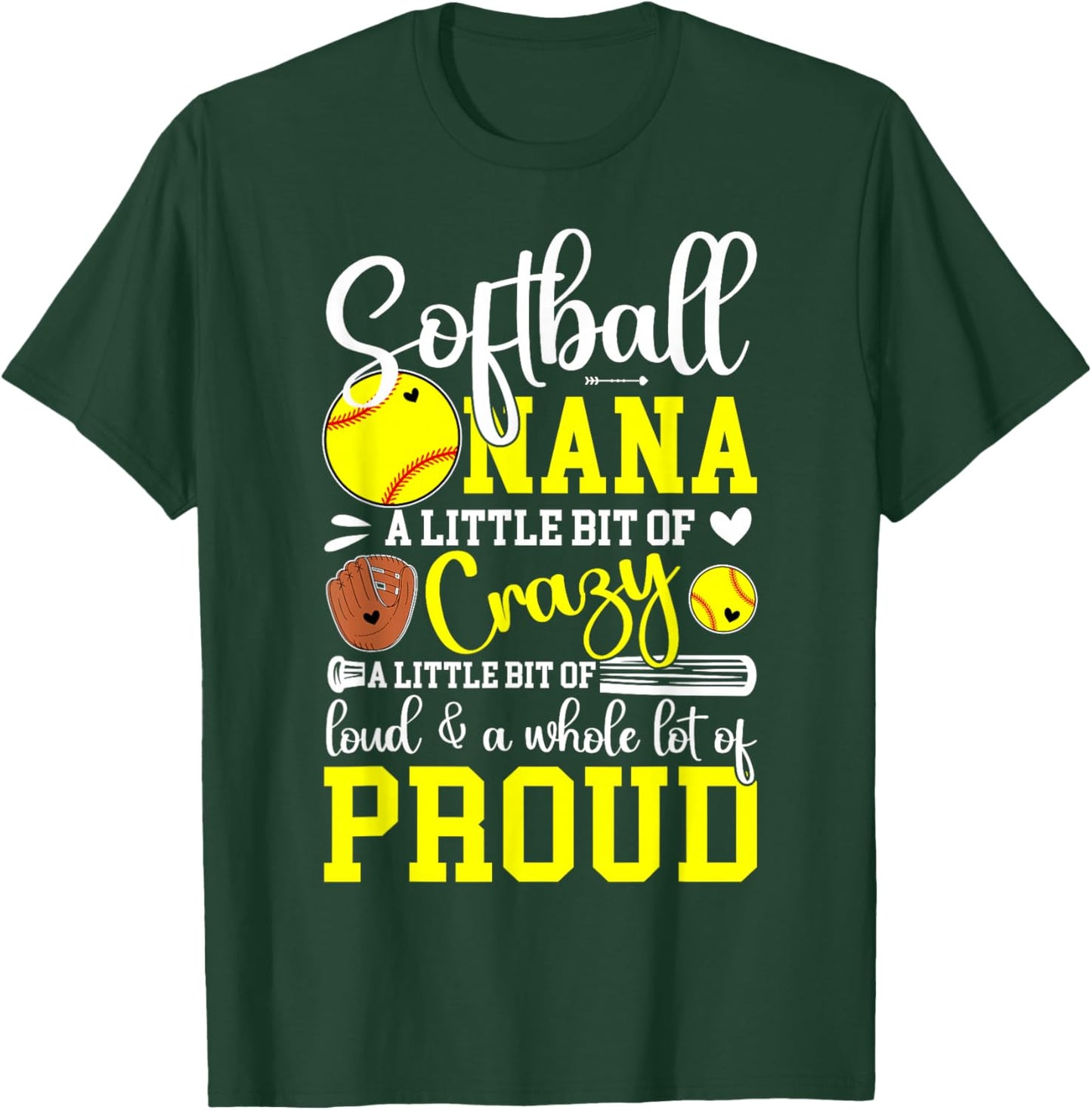 Softball Nana Proud Nana Of A Softball Player T-Shirt - T-Shirt | Forest