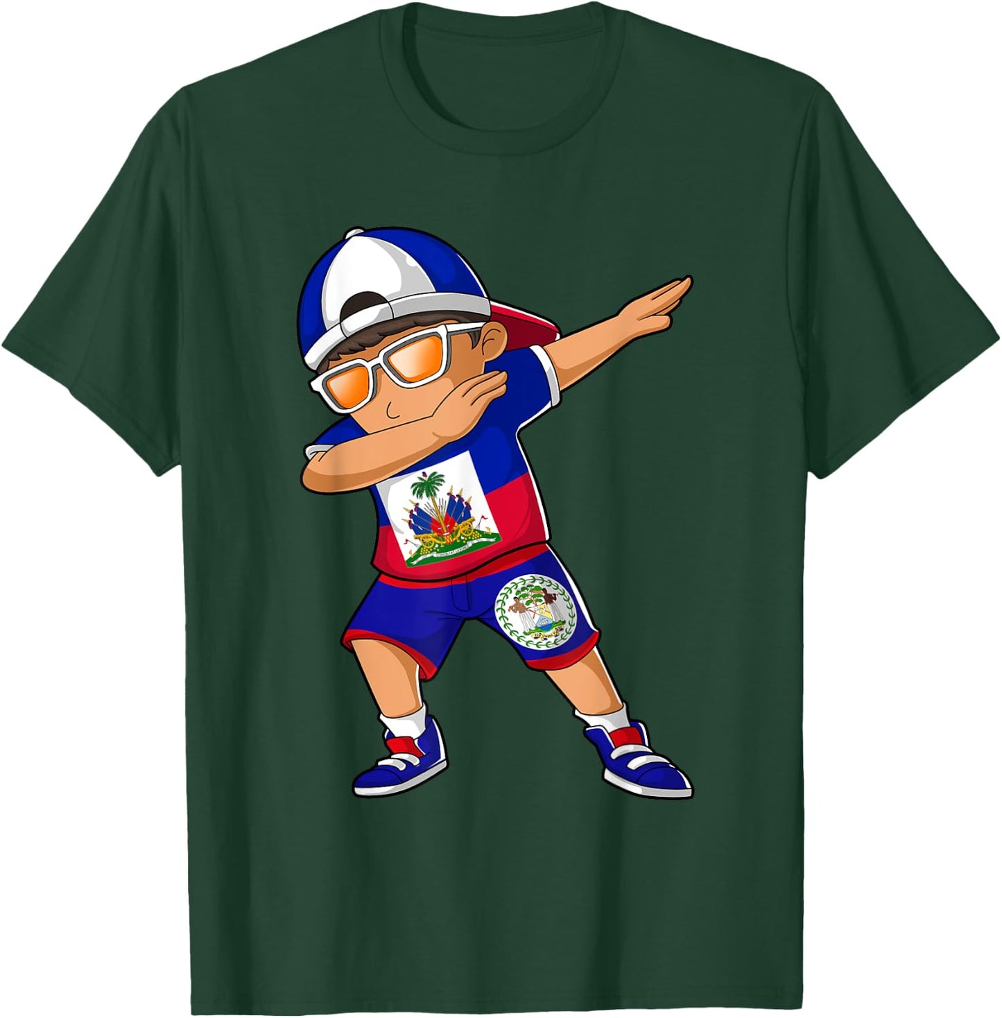 Half Haitian Half Belizean Boy Haiti Belize Flag T-Shirt - T-Shirt | Forest