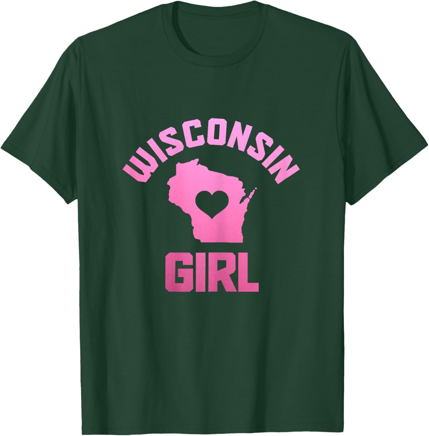 Wisconsin Girl State Map Heart Pride Vintage T-Shirt - T-Shirt | Forest