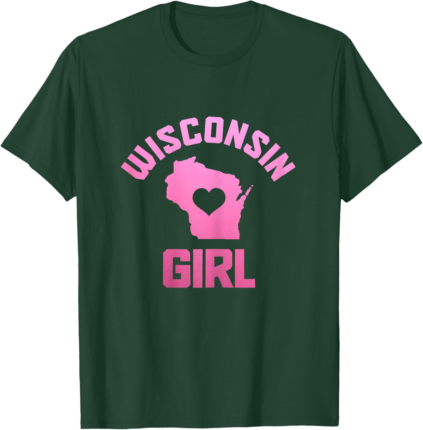 Wisconsin Girl State Map Heart Pride Vintage T-Shirt - T-Shirt | Forest