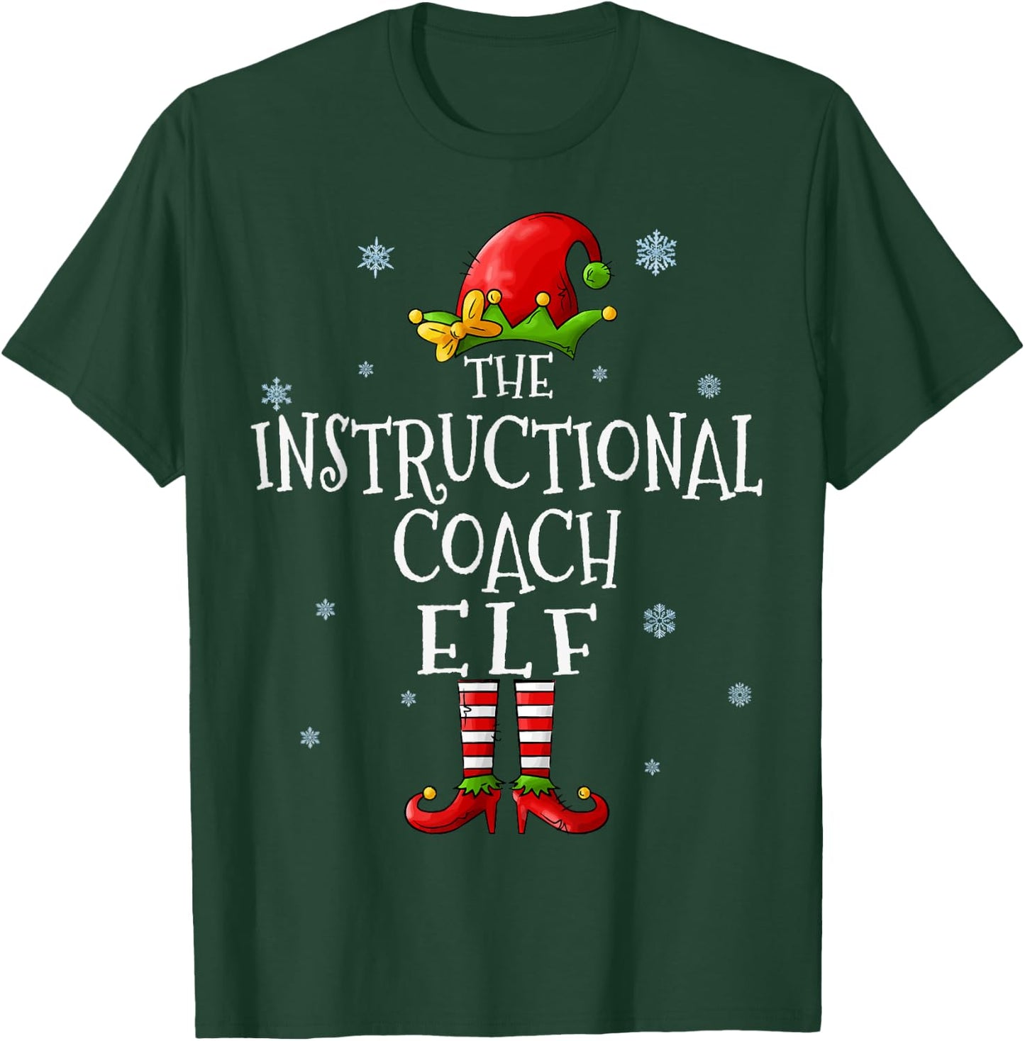 The Instructional Coach Elf Squad Funny Matching Christmas T-Shirt - T-Shirt | Forest
