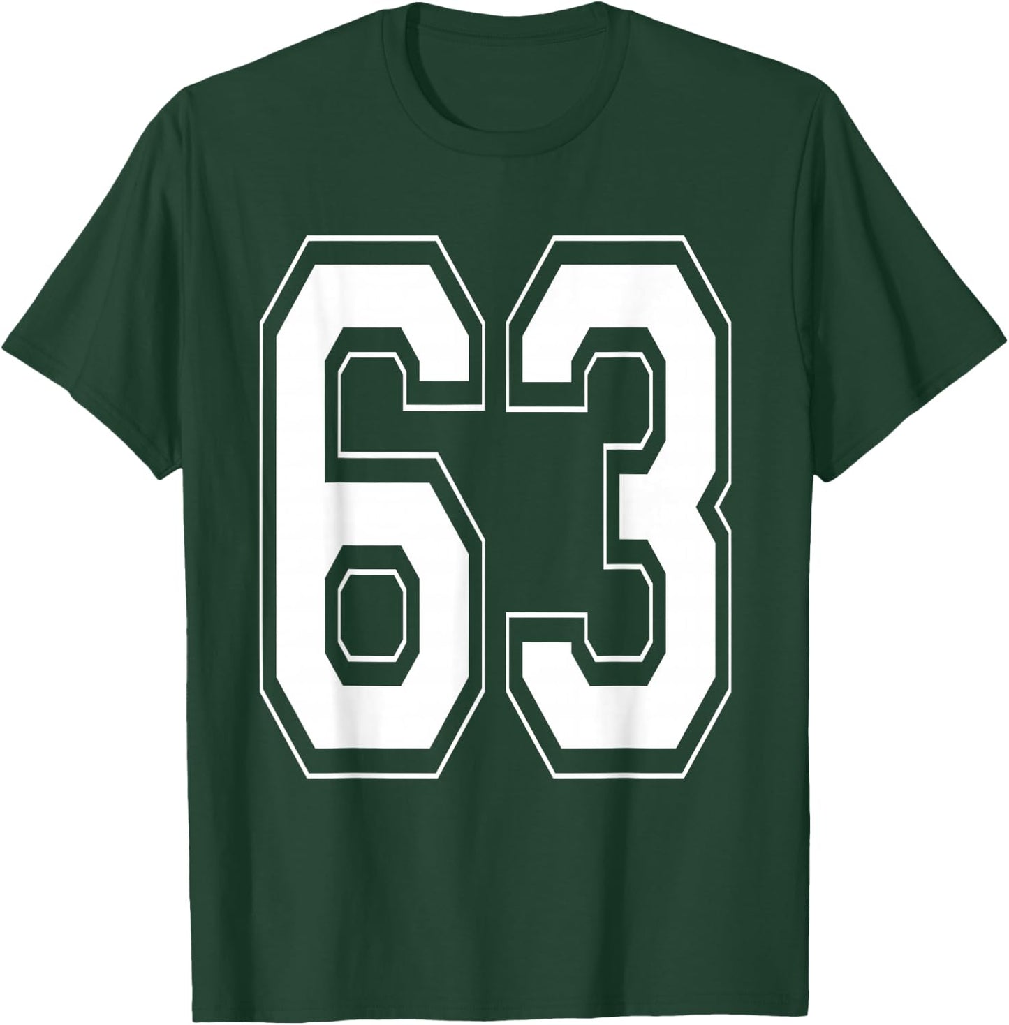 Number 63 Varsity Style Bold Sports Birthday Jersey T-Shirt - T-Shirt | Forest