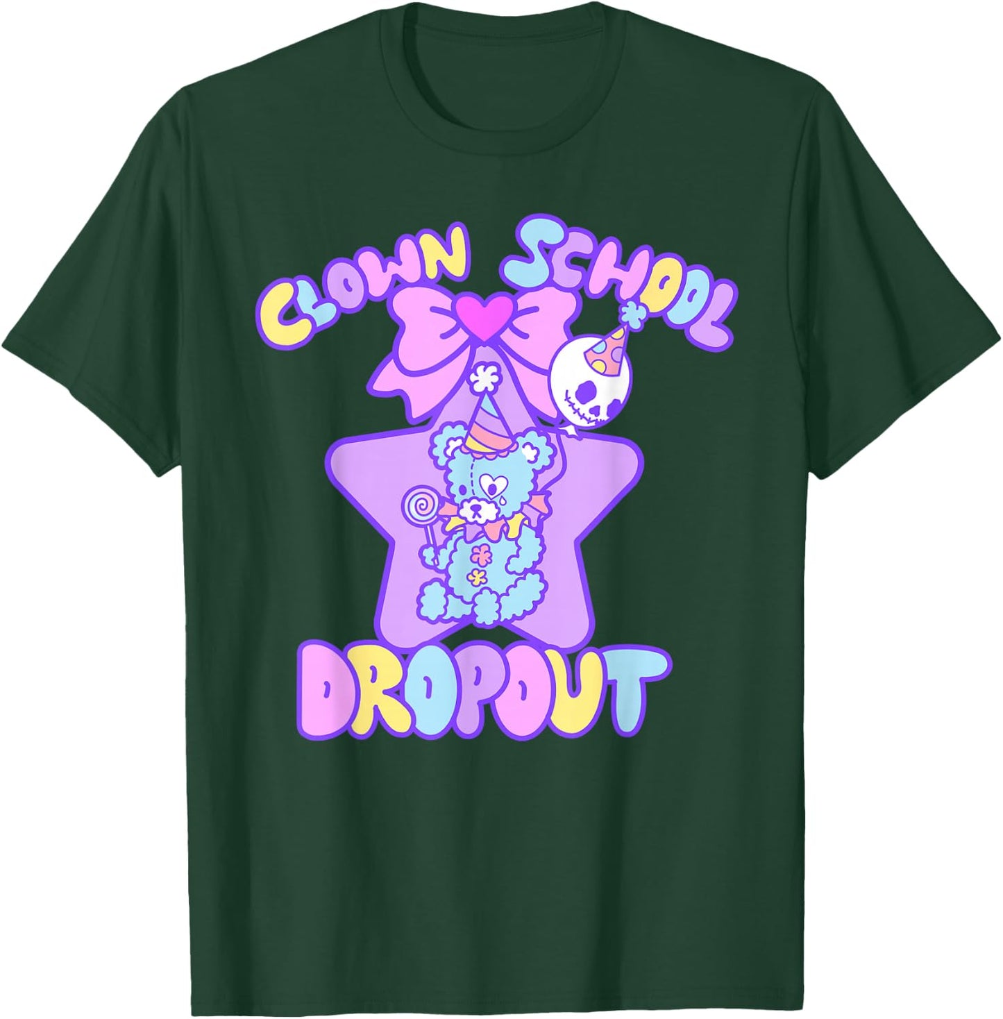 Kawaii Kreeps Pastel Goth Clowncore Teddy Bear Clown Weirdcore Kidcore T-Shirt - T-Shirt | Forest