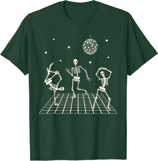 Skeletons Dancing at the Club with a disco ball Halloween T-Shirt - T-Shirt | Forest
