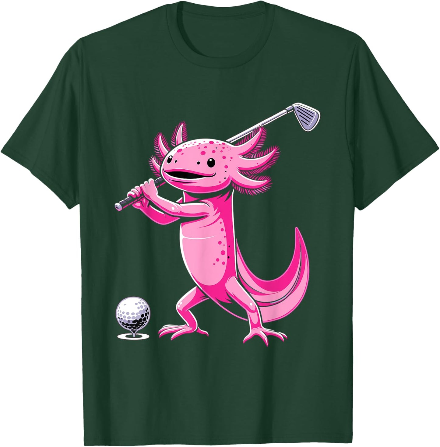 Axolotl Playing Golf Funny Golfing Lover Golfer T-Shirt - T-Shirt | Forest