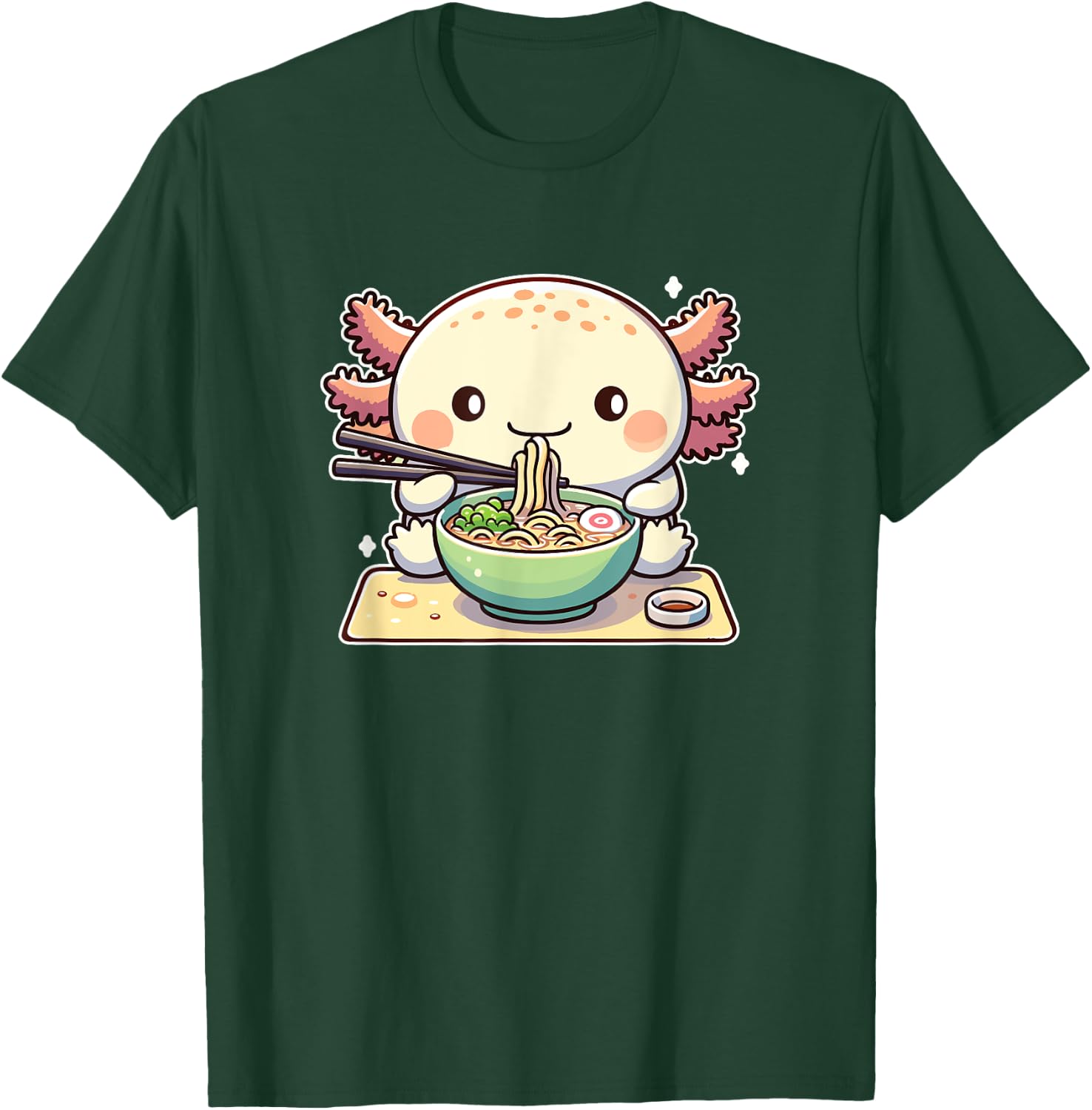 Cute Axolotl Eats Ramen Noodles Axolotls Ramen T-Shirt - T-Shirt | Forest