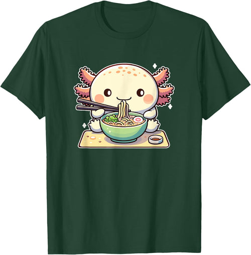 Cute Axolotl Eats Ramen Noodles Axolotls Ramen