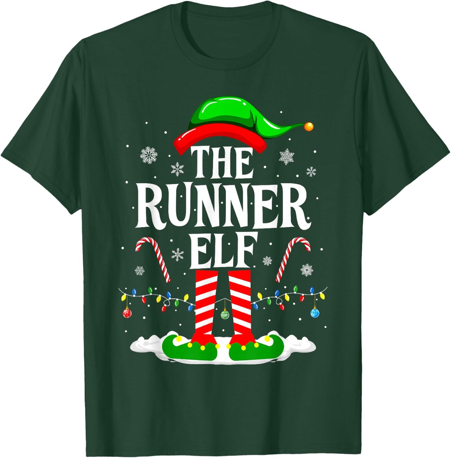 The Runner Elf Xmas Funny Runners Christmas Running T-Shirt - T-Shirt | Forest