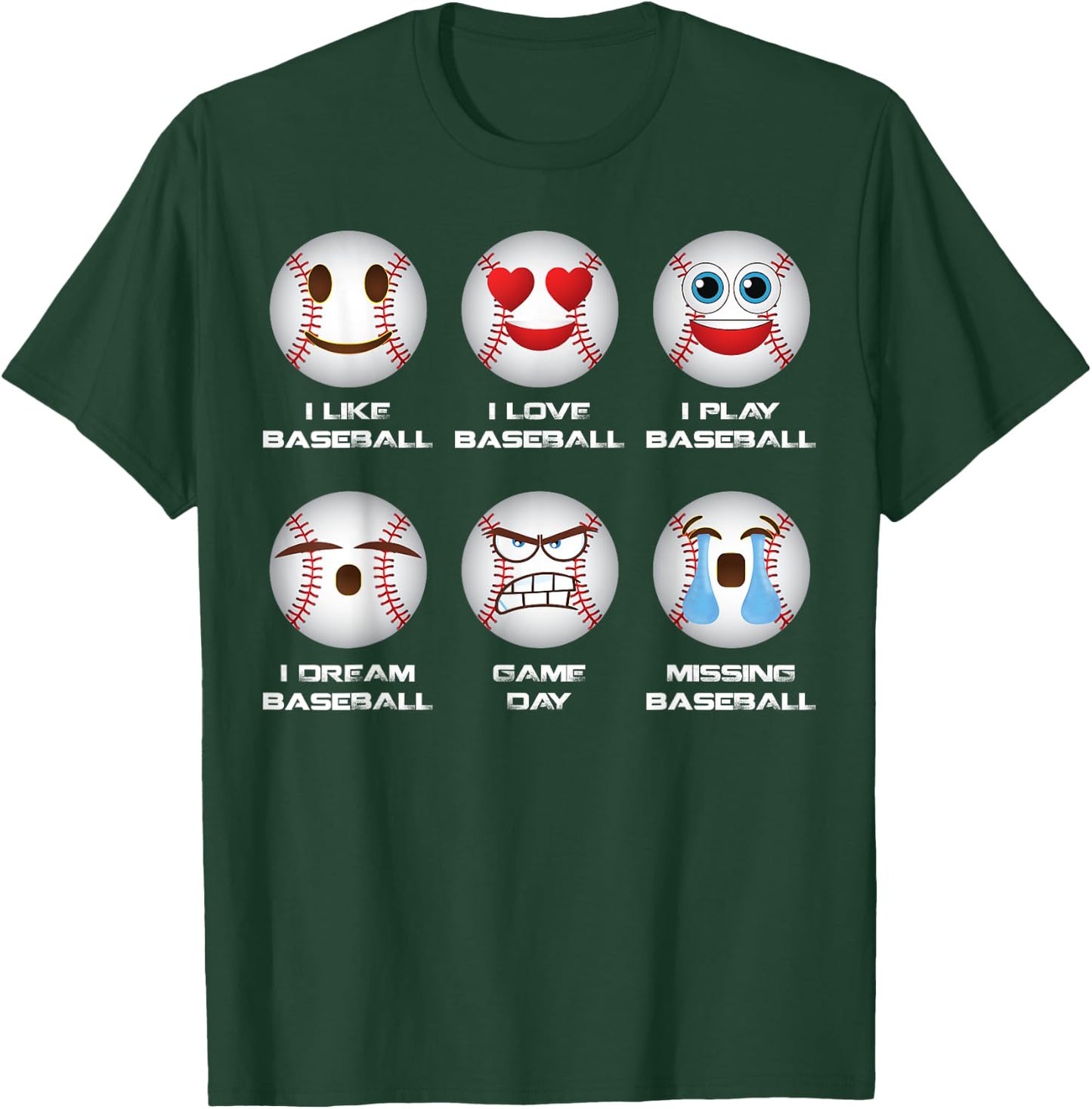 Baseball Emoji I Love Baseball Emoticon Social Baseball Fun T-Shirt - T-Shirt | Forest