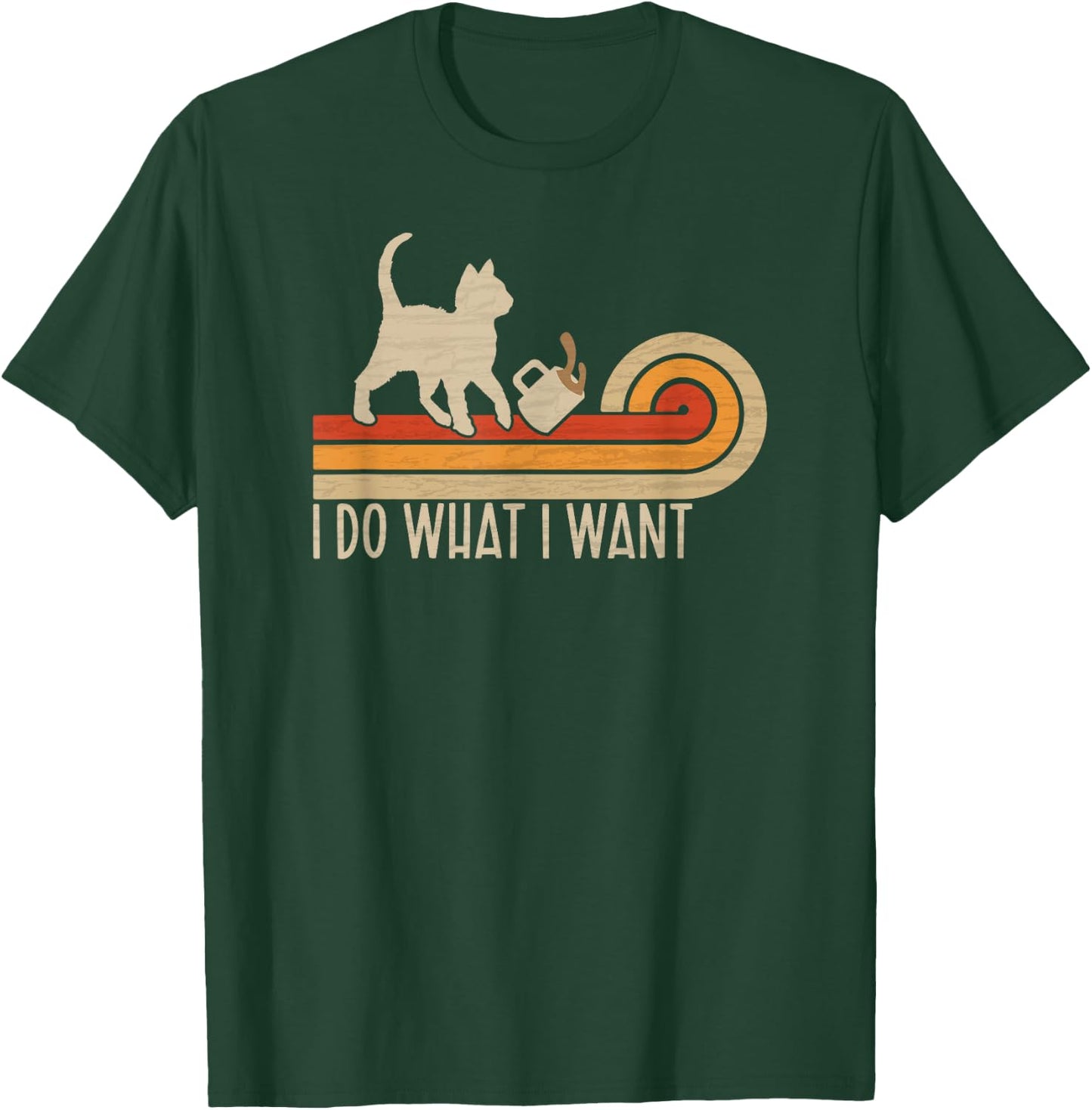 Vintage cat spilling coffee: I Do What I Want T-Shirt - T-Shirt | Forest