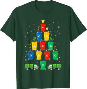 Garbage Truck Christmas Tree Merry Xmas Trash Truck Boy T-Shirt - T-Shirt | Forest