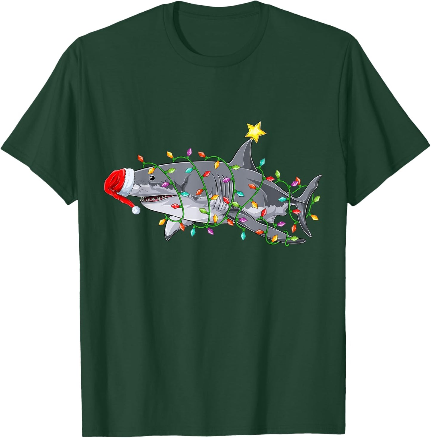Funny Santa Sharkmas Xmas Costume Shark Christmas Tree T-Shirt - T-Shirt | Forest