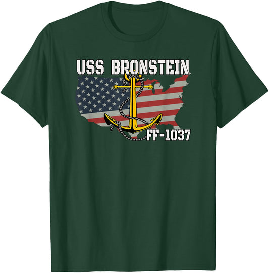 USS Bronstein FF-1037 Frigate Veteran Day Son Father Grandpa T-Shirt - T-Shirt | Forest