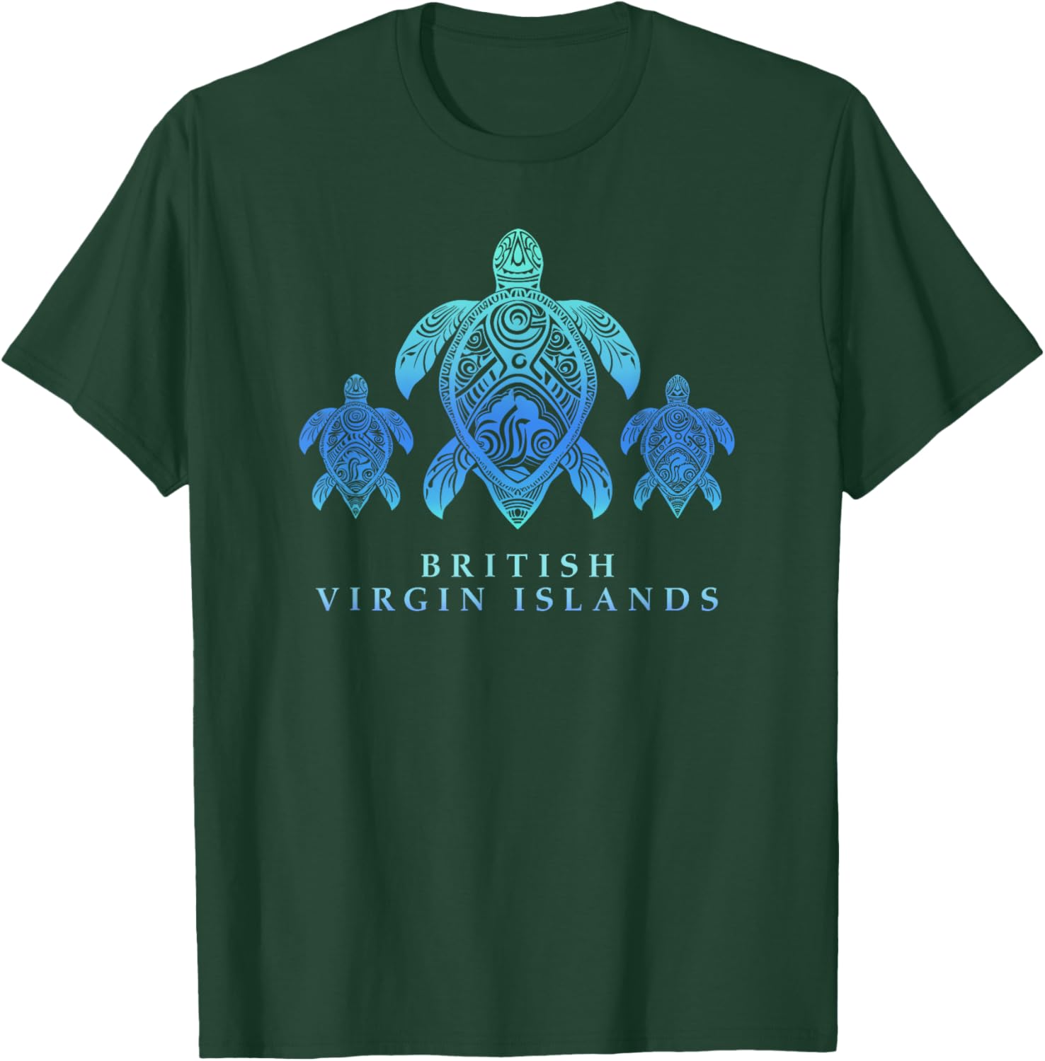 British Virgin Islands - Tribal Hawksbill & Green Turtles T-Shirt - T-Shirt | Forest