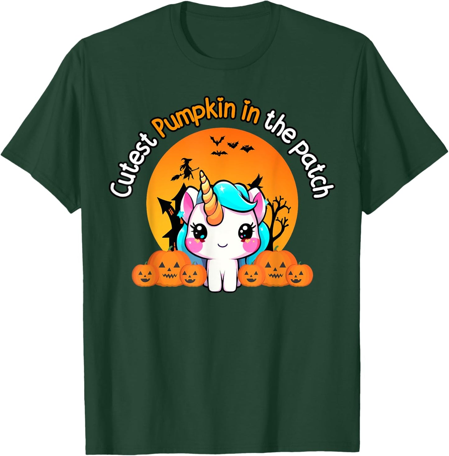 Cutest Pumpkin In The Patch Unicorn witch Halloween kawaii T-Shirt - T-Shirt | Forest