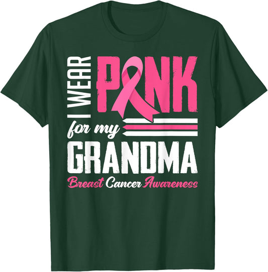 I Wear Pink For My Grandma Breast Cancer Awareness Family T-Shirt - T-Shirt | Forest