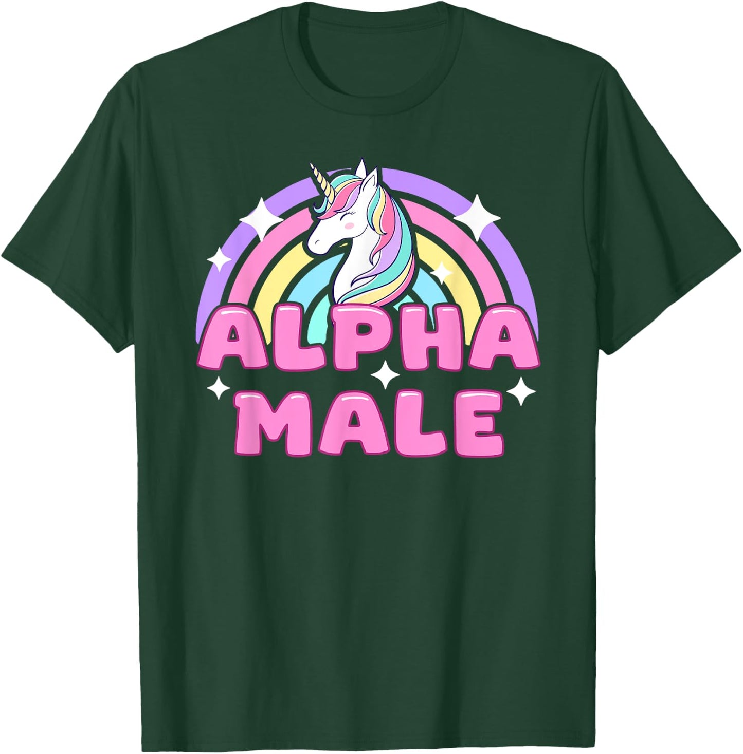 Alpha Male Unicorn Funny Sarcastic Ironic Pink Y2K Meme T-Shirt - T-Shirt | Forest