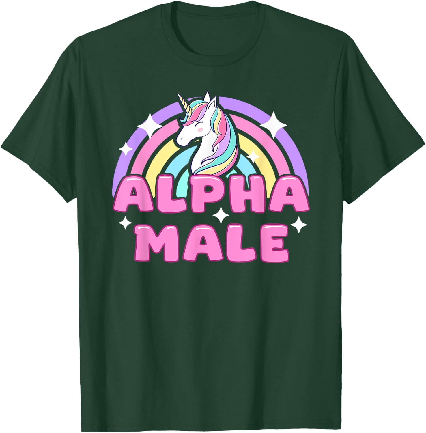 Alpha Male Unicorn Funny Sarcastic Ironic Pink Y2K Meme T-Shirt - T-Shirt | Forest