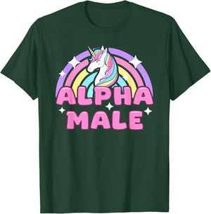Alpha Male Unicorn Funny Sarcastic Ironic Pink Y2K Meme T-Shirt - T-Shirt | Forest