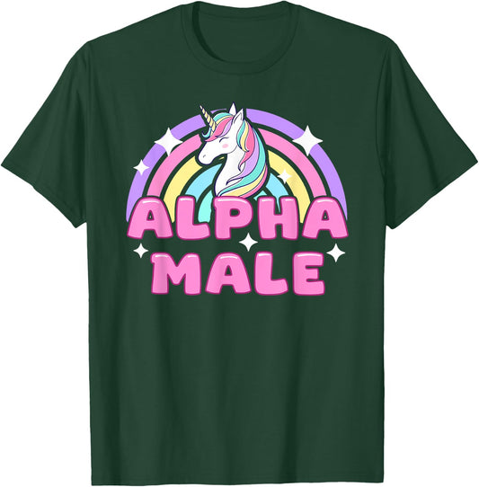 Alpha Male Unicorn Funny Sarcastic Ironic Pink Y2K Meme T-Shirt - T-Shirt | Forest