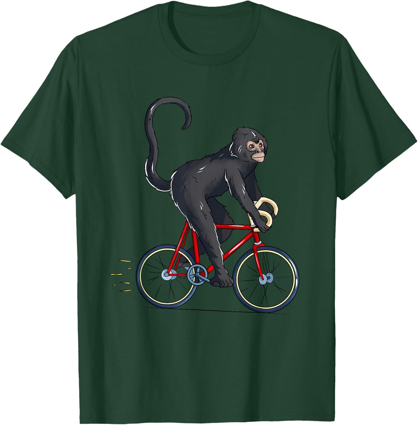 Spider Monkey Riding Bicycle Cute Biker Cyclist T-Shirt - T-Shirt | Forest