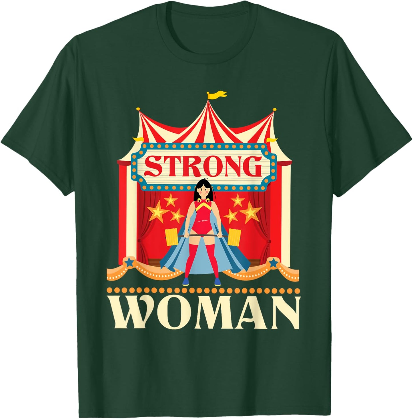 Strong Woman - Deadlift Circus Birthday Party Circus Costume T-Shirt - T-Shirt | Forest