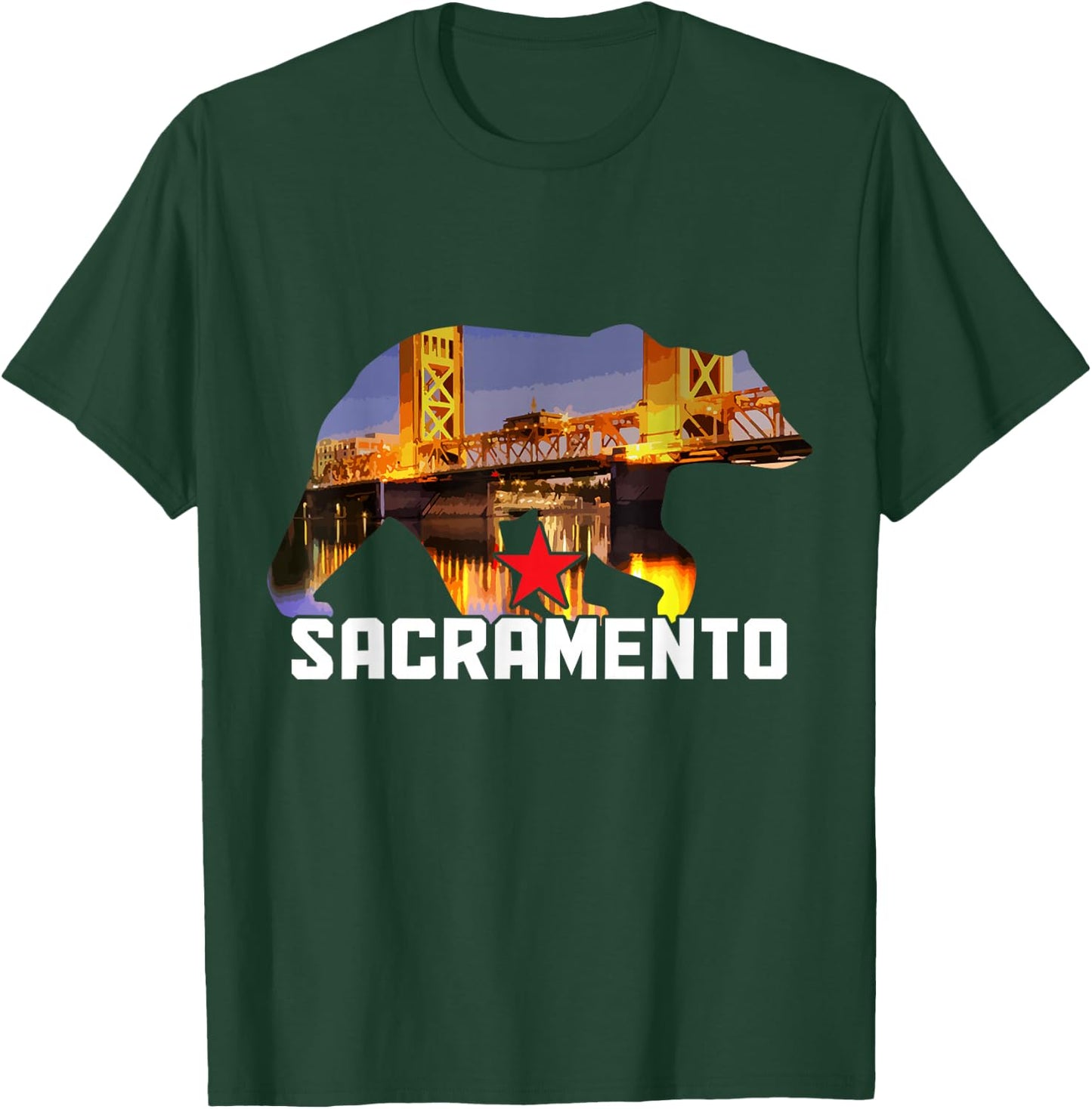 Sacramento California Bear Skyline Pride Vintage T-Shirt - T-Shirt | Forest