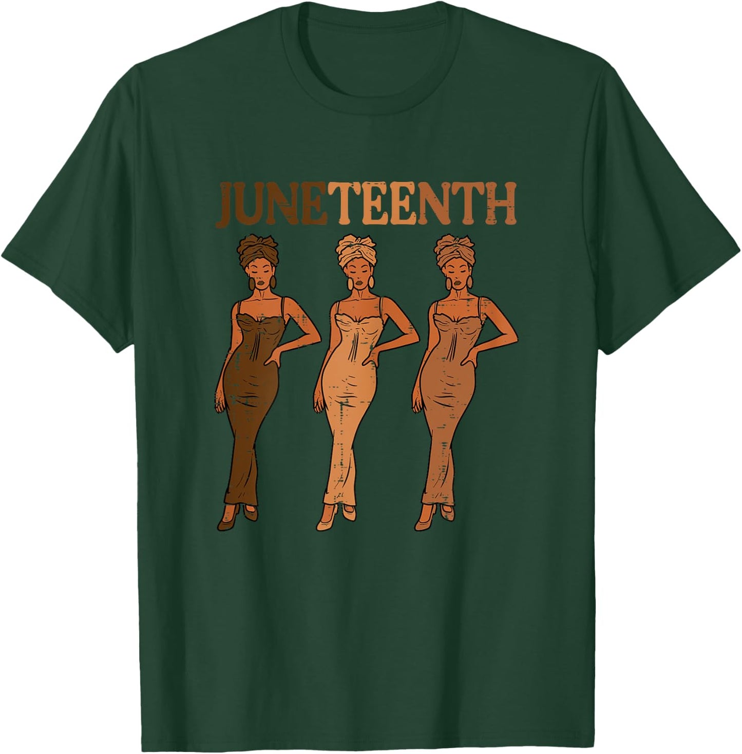 Juneteenth Black Woman Dress 1865 Melanin Women Girls Kids T-Shirt - T-Shirt | Forest