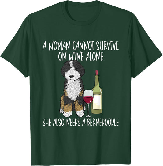 Bernedoodle Dog Mom Wine Bernedoodle Mom Men Women T-Shirt - T-Shirt | Forest