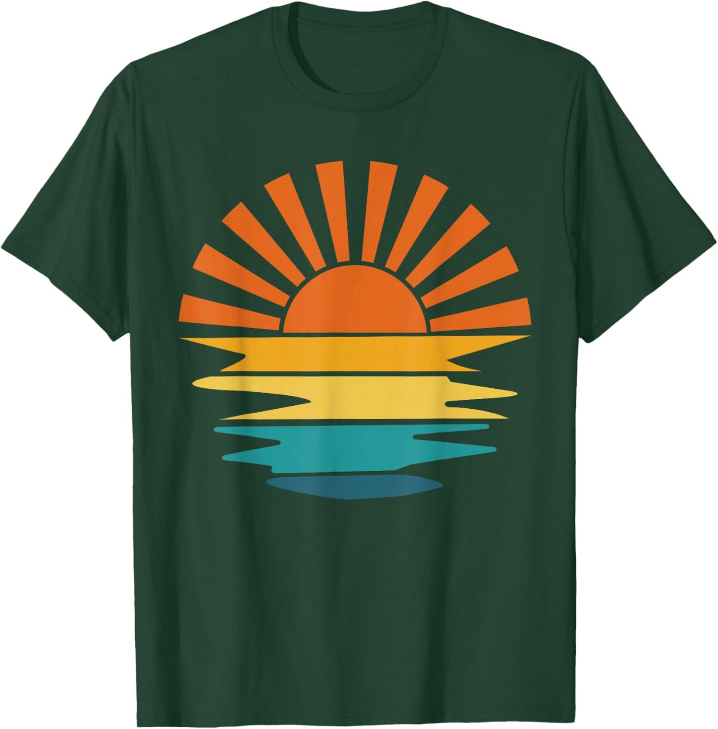 Retro Sunset Rays Wavy Vintage Retro Sunshine Sun Rays vibes T-Shirt - T-Shirt | Forest