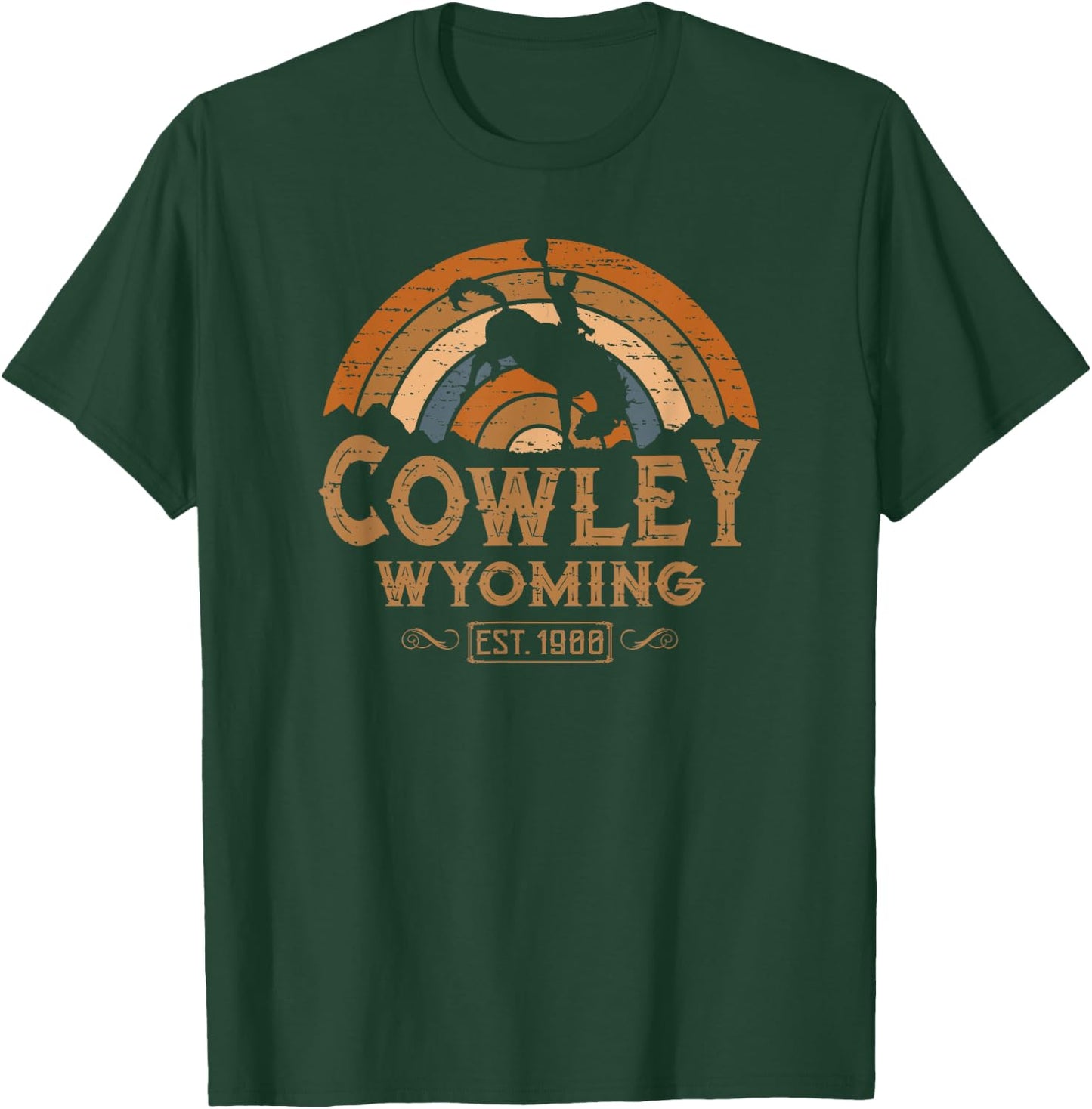 Cowley Wyoming WY Retro Style Rodeo Cowboy T-Shirt - T-Shirt | Forest