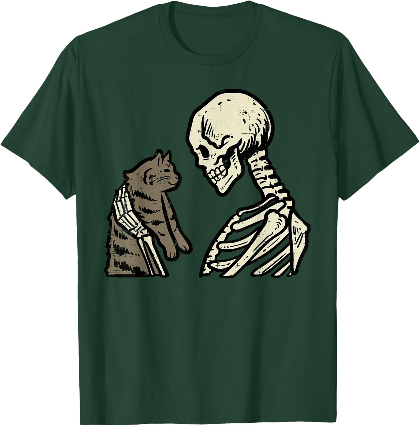 Skeleton Cat Cute Kitten Funny Halloween Men Women Girl Kids T-Shirt - T-Shirt | Forest