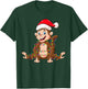 Christmas Lights Monkey Wearing Xmas Hat - Cute Monkey Lover T-Shirt - T-Shirt | Forest