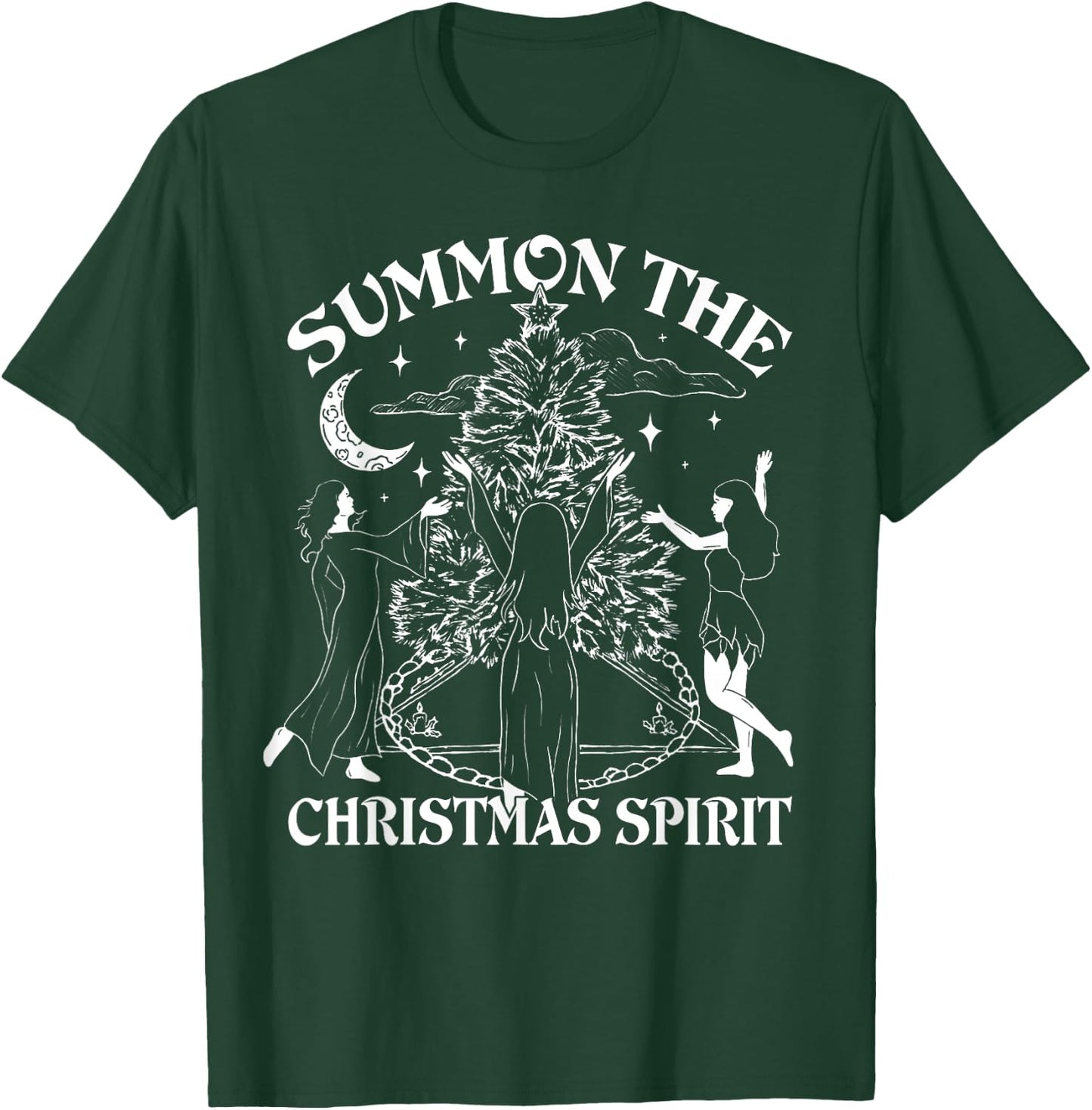 Summon The Christmas Spirit - Spread Holiday Magic T-Shirt - T-Shirt | Forest