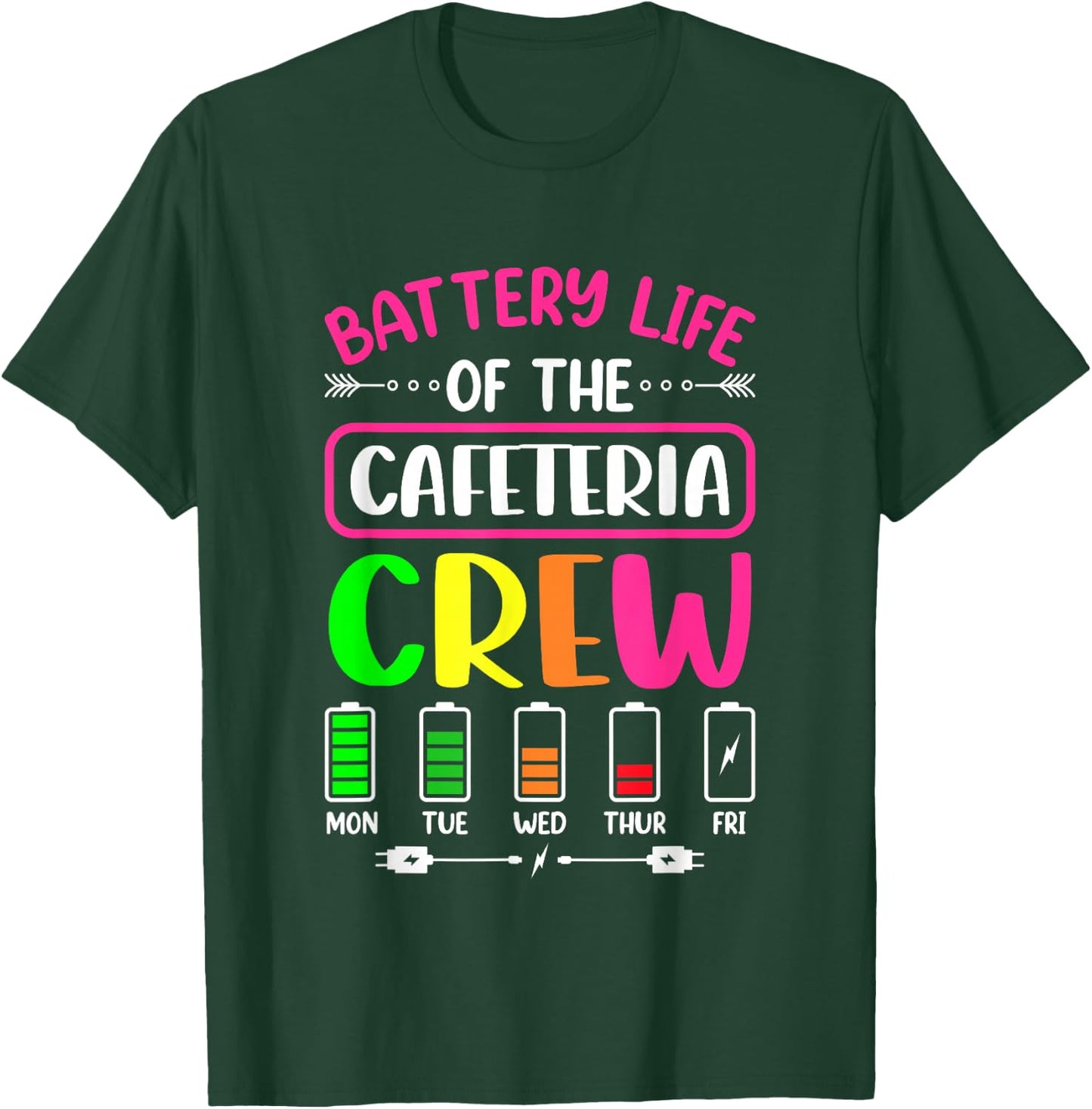 Battery Life of the Cafeteria Crew - Cafeteria School T-Shirt - T-Shirt | Forest