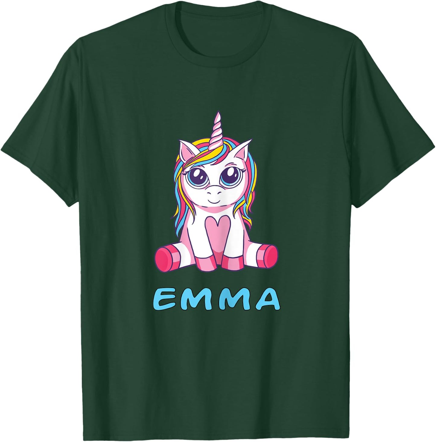 Emma unicorn name baby child girl sits cute toddler T-Shirt - T-Shirt | Forest