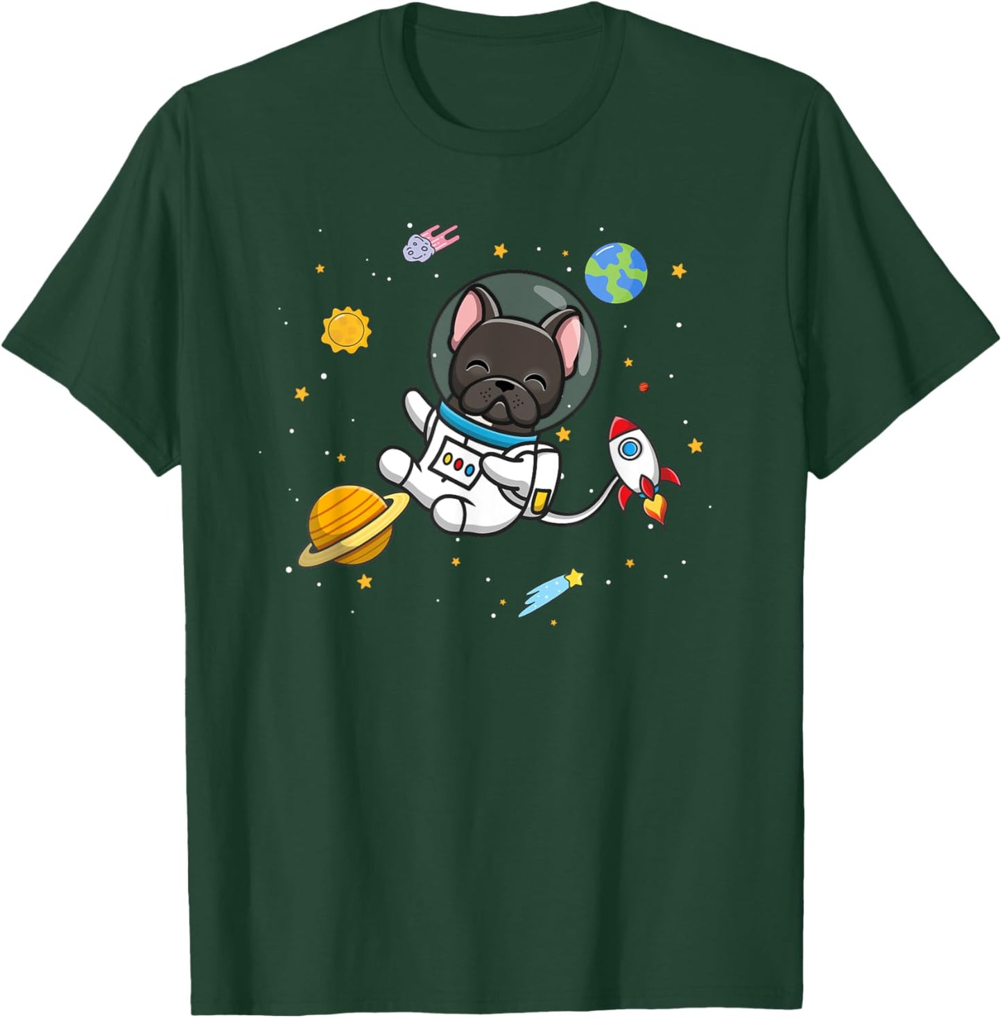 Funny Kids & Boys Kawaii Space Black French Bulldog Lover T-Shirt - T-Shirt | Forest