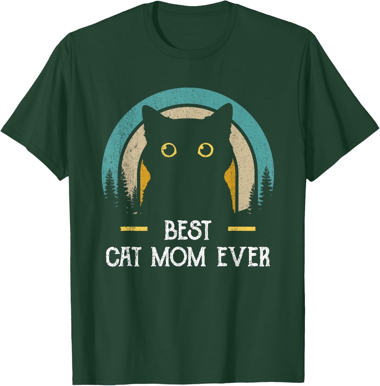 Mother's Day Cat Mommy Black Cat, Retro Best Cat Mom Ever T-Shirt - T-Shirt | Forest