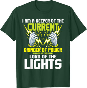 I Am A Keeper of The Current - Lineman Electrician Repairmen T-Shirt - T-Shirt | Forest