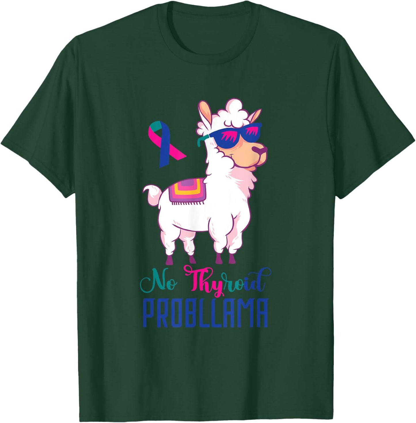 Thyroid Awareness Funny Llama Thyroid Cancer Problem T-Shirt - T-Shirt | Forest
